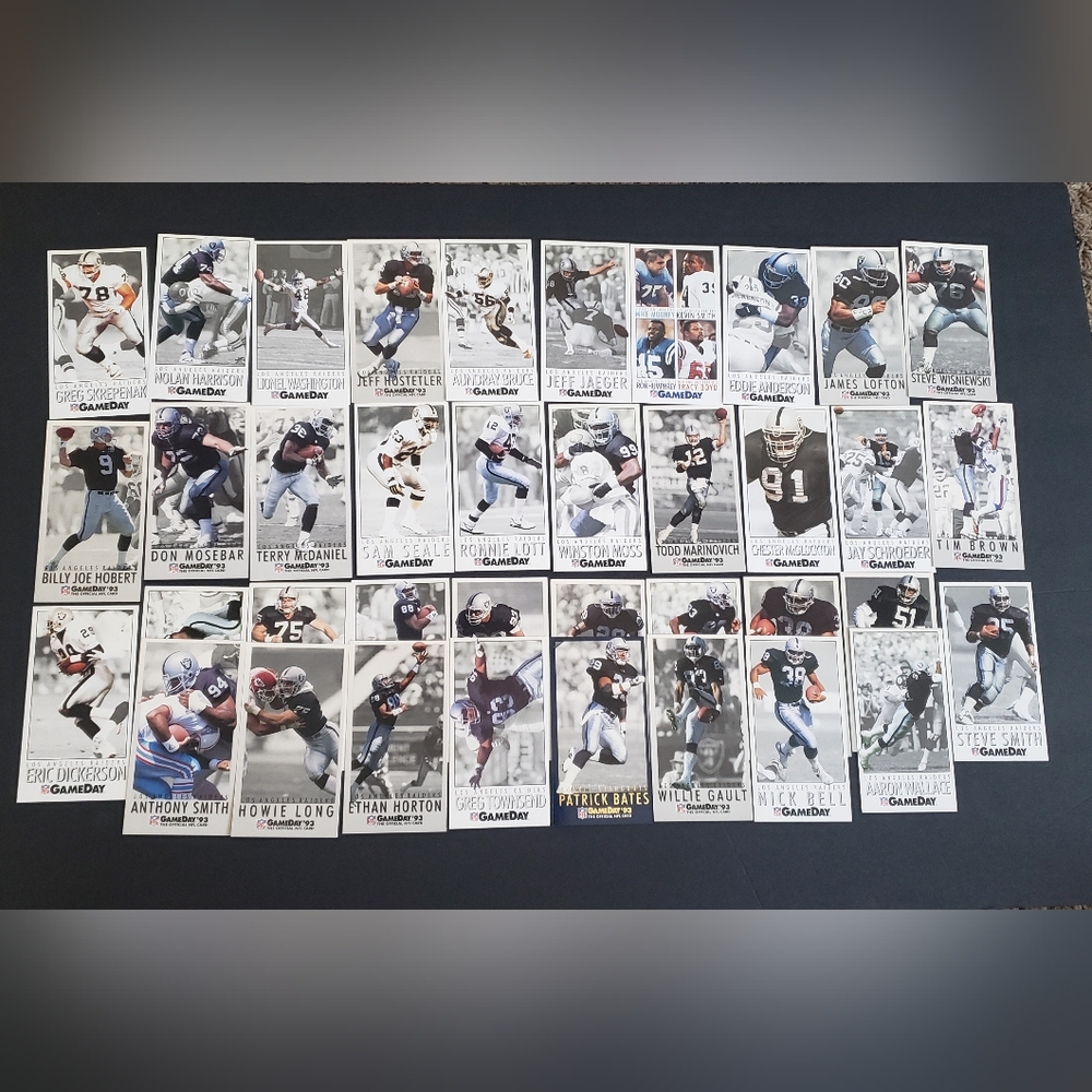 1992, 1993 LA Raiders Game Day Collection Cards Bundle Of 38